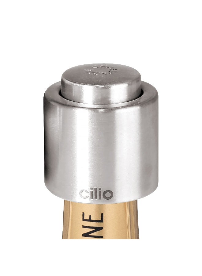 Cilio Stainless Steel Champagne Sealer, Bottle Stopper for Sealing Champagne Bottles Large - Image 1